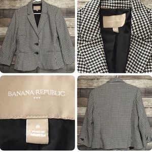 Banana Republic Houndstooth Blazer Jacket Women’s 8 White Black 2 Button